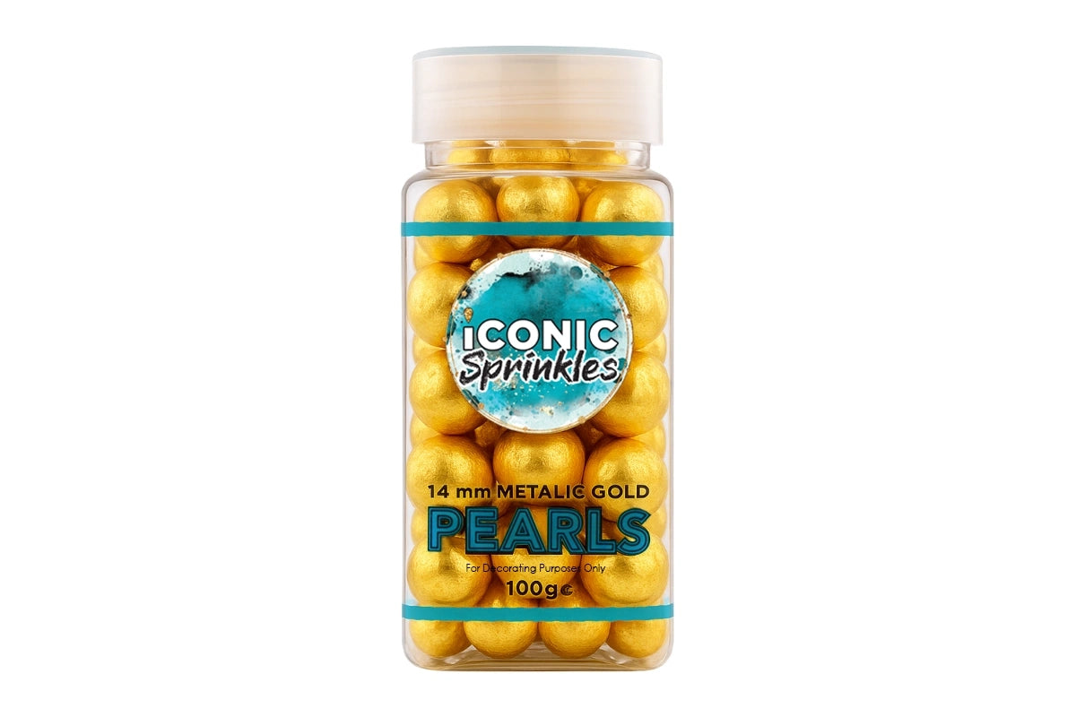 100g 14mm Metallic Gold Pearls Iconic Sprinkles sugar pearls