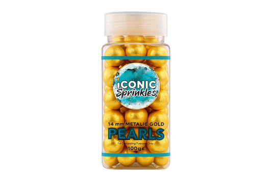 100g 14mm Metallic Gold Pearls Iconic Sprinkles sugar pearls