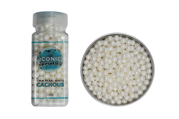 100g 7mm Pearl White Cachous sugar pearls