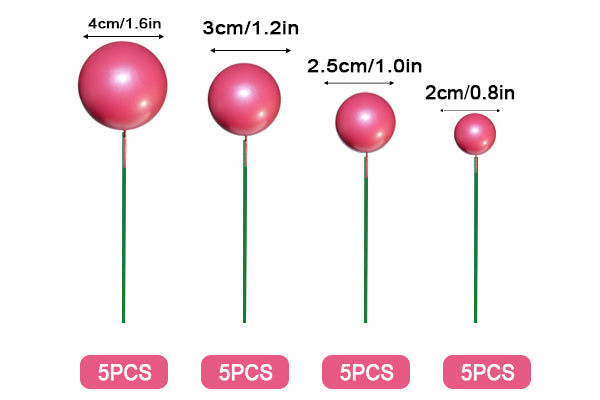 Pink Pearl Ball Toppers 20pcs