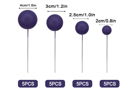 Purple Matte Ball Toppers 20pcs
