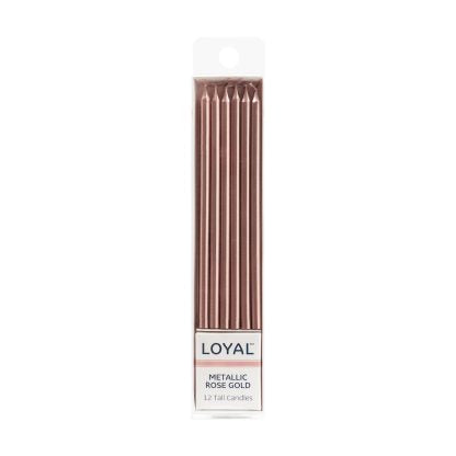 Candle Metallic Rose Gold (12pc) Tall