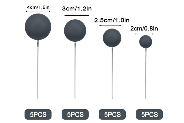 Slate Grey Matte Ball Toppers 20pcs