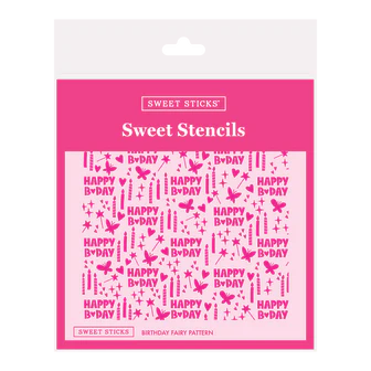 Birthday Fairy Pattern Sweet Sticks Stencil