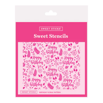 Birthday Floral Pattern Sweet Sticks Stencil