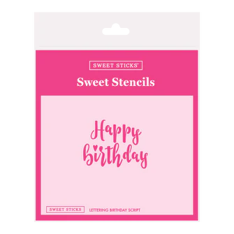 Lettering Birthday Script Sweet Sticks Stencil