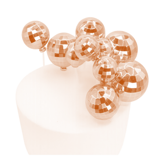 12PCS Gold Disco Ball Topper Set Iconic Cake Art