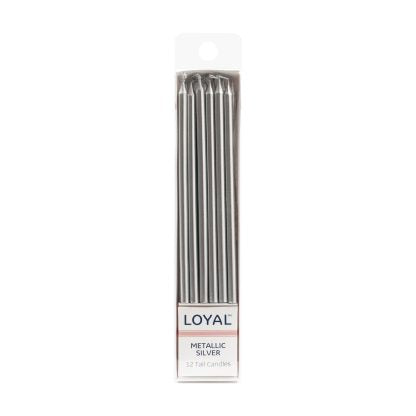 Candle Metallic Silver (12pc) Tall