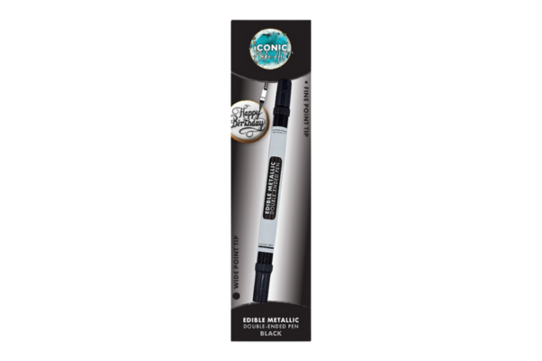 Black Edible Metallic Double Ended Pen