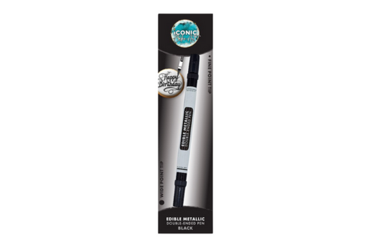 Black Edible Metallic Double Ended Pen