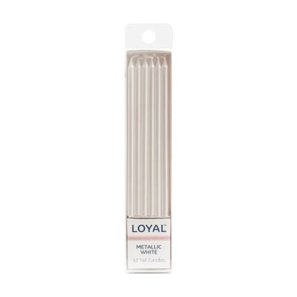 Candle Metallic White (12pc) Tall