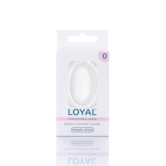 Balloon Number "0" Candle Metallic White