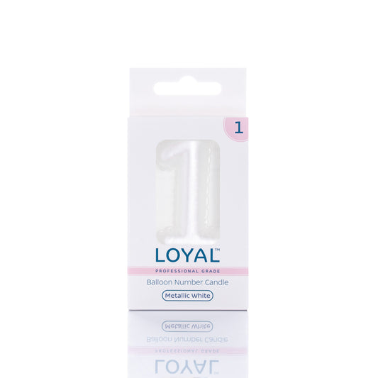 Balloon Number "1" Candle Metallic White