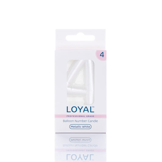 Balloon Number "4" Candle Metallic White
