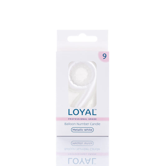 Balloon Number "9" Candle Metallic White