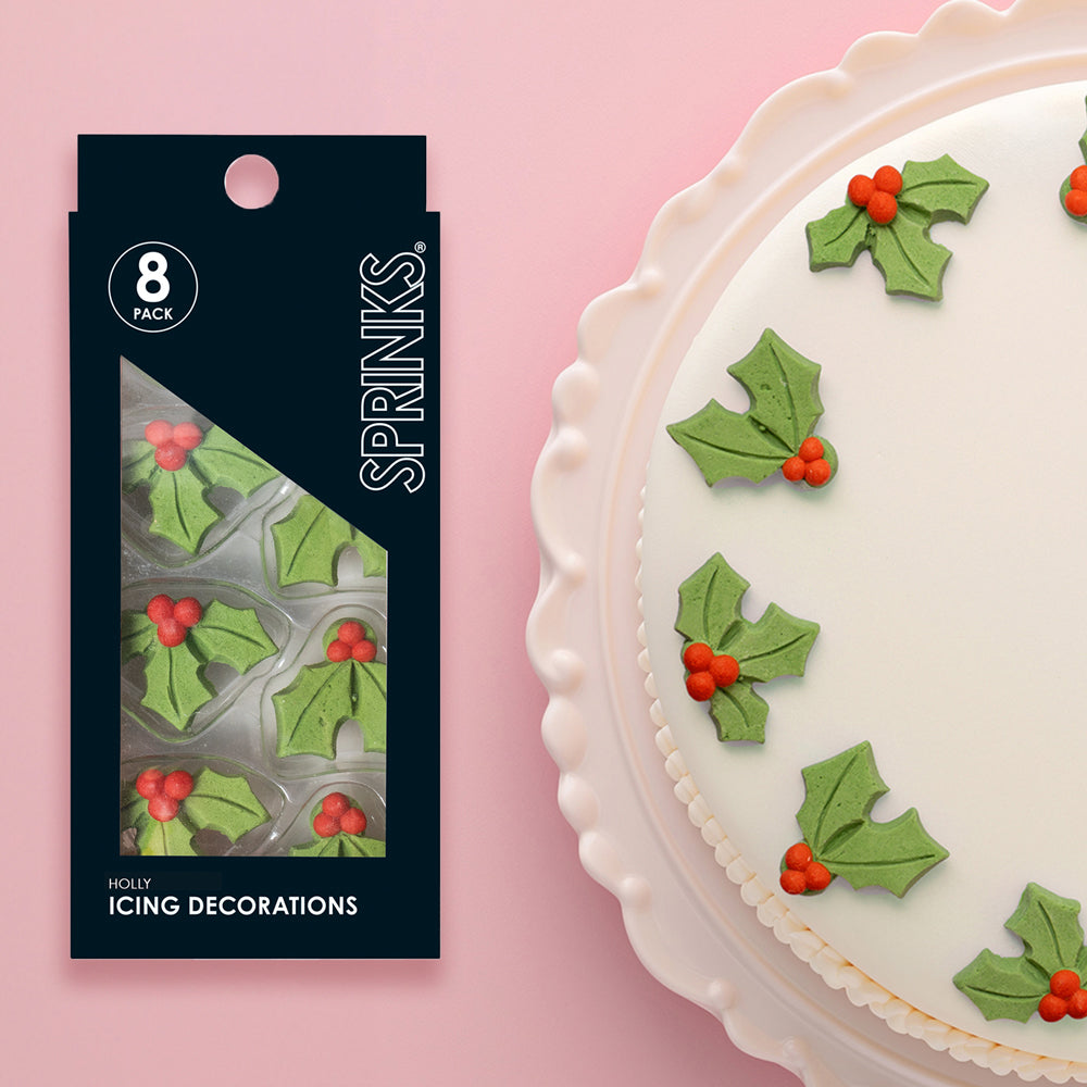 SPRINKS Sugar Decorations - HOLLY (8 pieces)