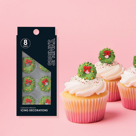 SPRINKS Sugar Decorations - CHRISTMAS WREATHS (8 pieces)