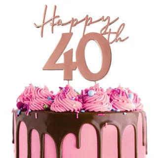 CAKE CRAFT | METAL ROSE GOLD TOPPER | HAPPY 40TH |