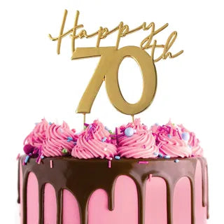 CAKE CRAFT | METAL TOPPER | HAPPY 70TH | GOLD TOPPER