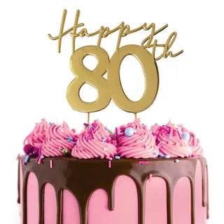 CAKE CRAFT | METAL TOPPER | HAPPY 80TH | GOLD TOPPER