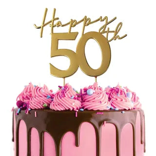 CAKE CRAFT | METAL TOPPER | HAPPY 50TH | GOLD TOPPER
