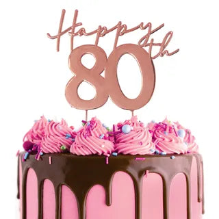 CAKE CRAFT | METAL ROSE GOLD TOPPER | HAPPY 80TH |