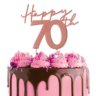 CAKE CRAFT | METAL ROSE GOLD TOPPER | HAPPY 70TH |
