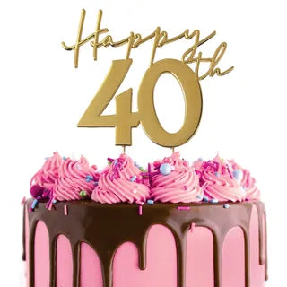 CAKE CRAFT | METAL TOPPER | HAPPY 40TH | GOLD TOPPER