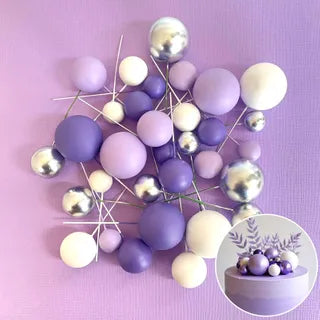 PURPLE, WHITE & SILVER | DECO FOAM BALL TOPPER | 3