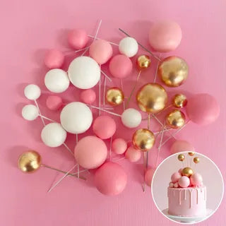 PINK, WHITE & GOLD | DECO FOAM BALL TOPPER | 32 PC