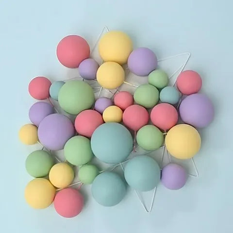 PASTEL RAINBOW | DECO FOAM BALL TOPPER | 32 PC SET