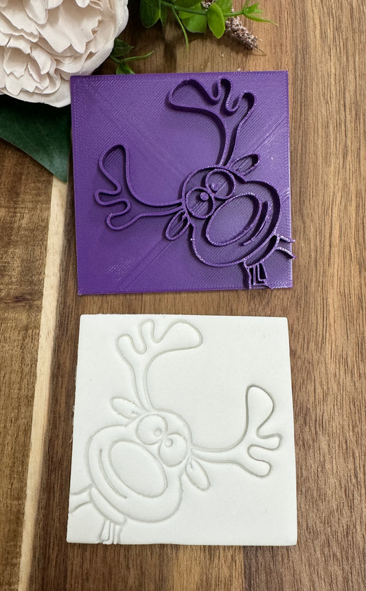 peeking reindeer christmas embosser