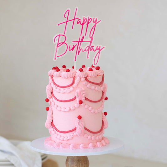 HOT PINK / OPAQUE LAYERED CAKE TOPPER - ACRYLIC