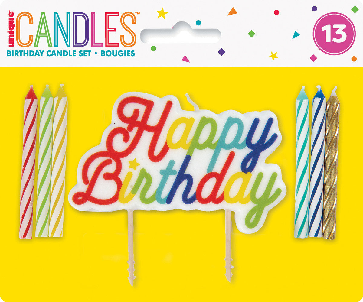 12 Spiral Candles With Rainbow Happy Birthday Other Candles
