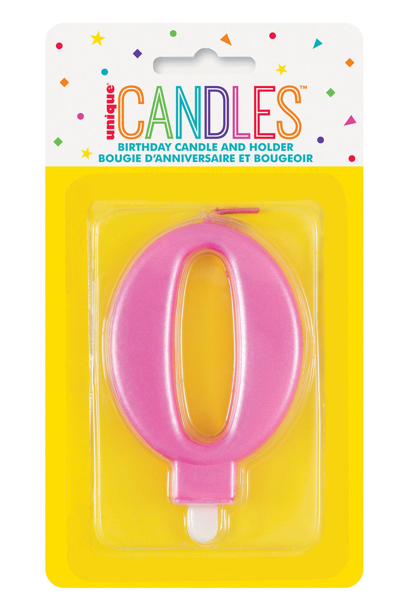 Numeral Candle 0 - Metallic Pink