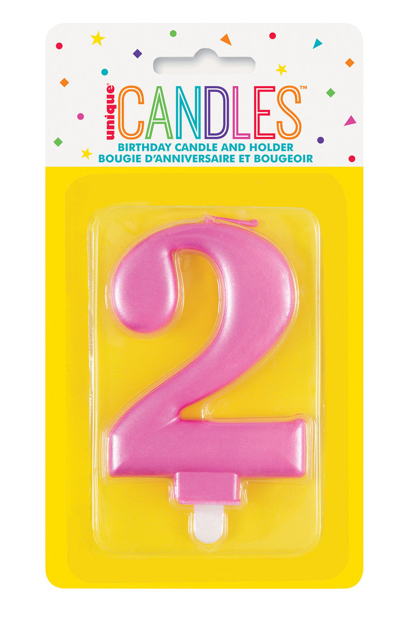 Numeral Candle 2 - Metallic Pink