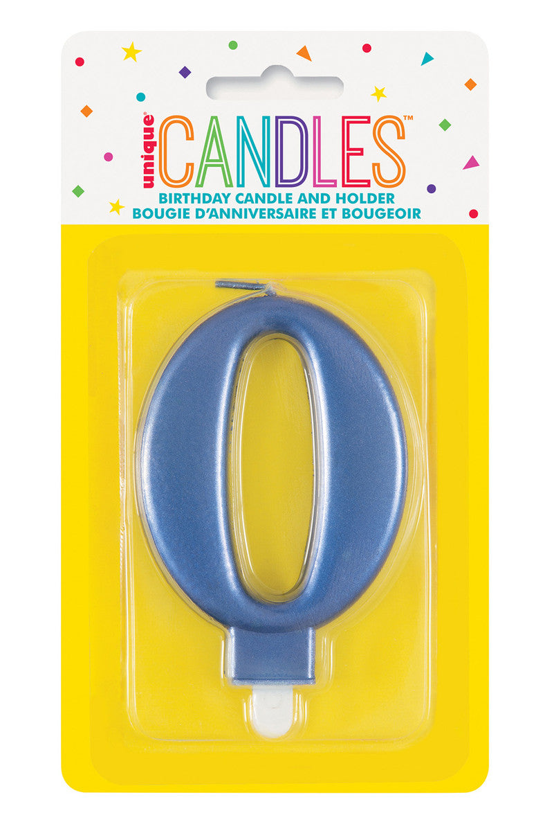 Numeral Candle 0 - Metallic Blue