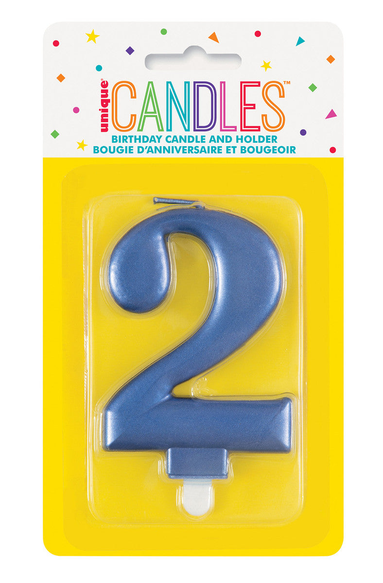 Numeral Candle 2 - Metallic Blue
