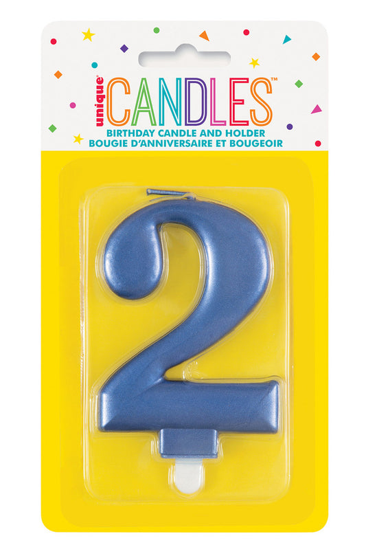 Numeral Candle 2 - Metallic Blue