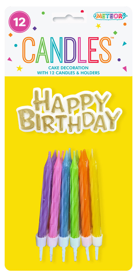 12 CANDLES AND HAPPY BIRTHDAY CAKE TOPPER OTHER CANDLES