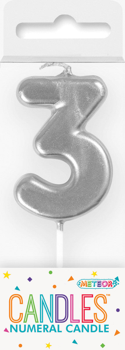 MINI SILVER NUMERAL PICK CANDLES - 3