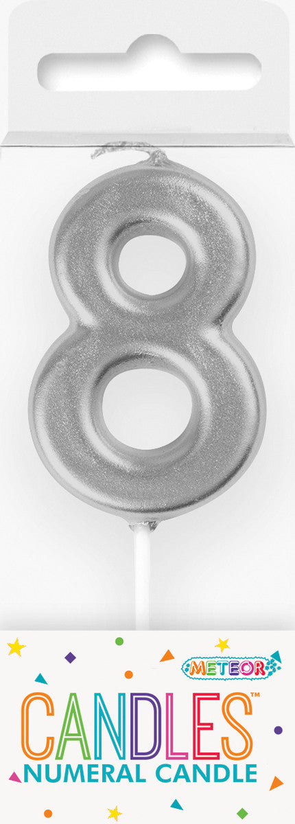 MINI SILVER NUMERAL PICK CANDLES - 8