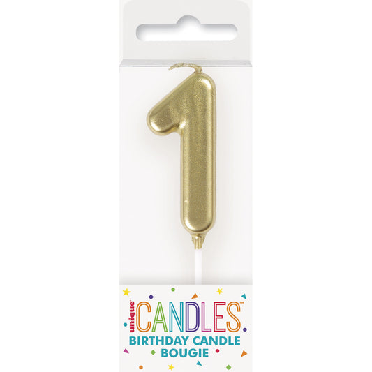 Mini Gold Numeral Pick Candles - 1