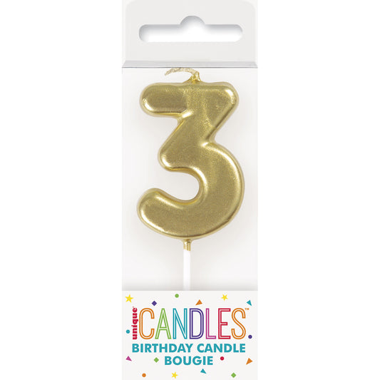 Mini Gold Numeral Pick Candles - 3