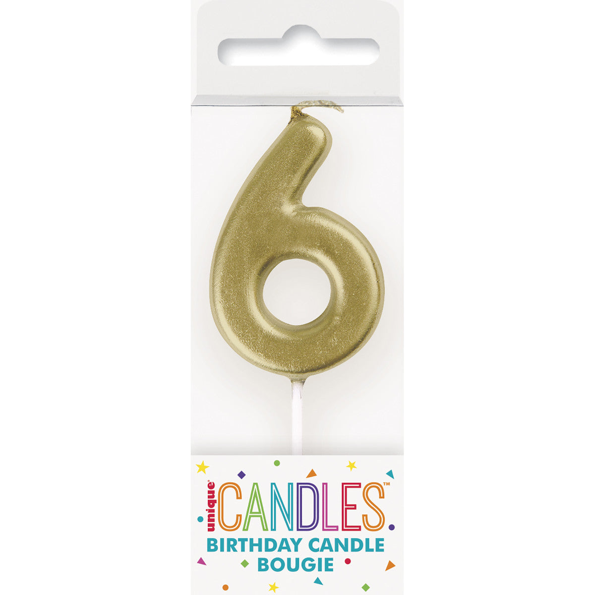 Mini Gold Numeral Pick Candles - 6