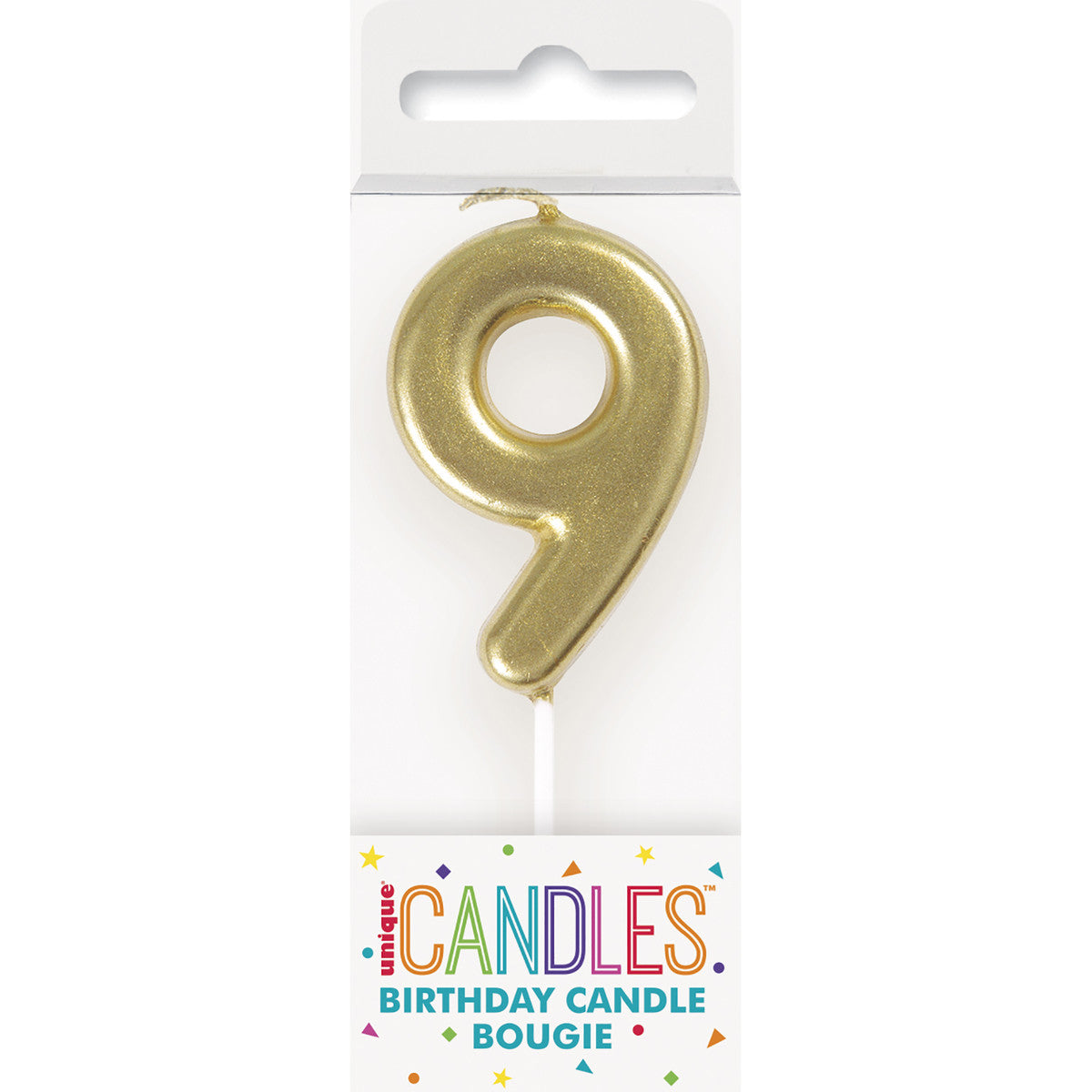 Mini Gold Numeral Pick Candles - 9