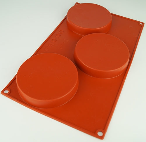 3 CAVITY - FLAT DISC CAKE TRAY SILICONE BAKEWARE