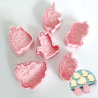 3D UNICORN | COOKIE CUTTERS | 6 PIECES PLUNGER CUTTER