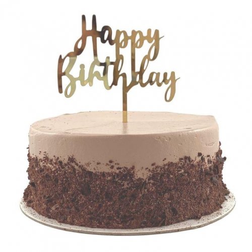 Cake Topper 2mm Happy Birthday Gold Acrylic