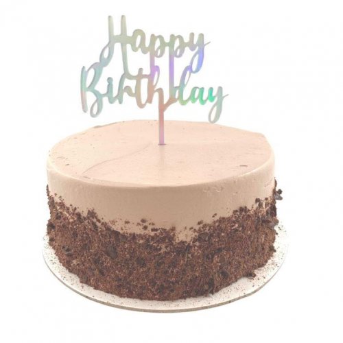 Cake Topper 2mm Happy Birthday Iridescent Acrylic